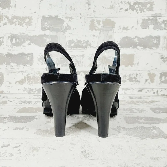 NEW Pedro Garcia Yuval Black Suede Slingback Open Toe Heeled Sandals T59 - Picture 5 of 11